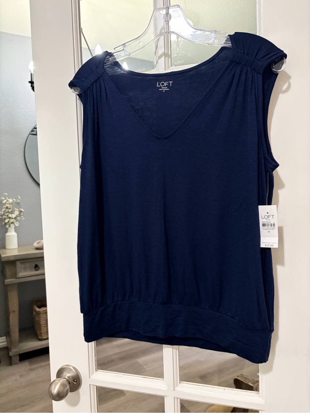 LOFT Navy Sleeveless V-Neck Tank Top